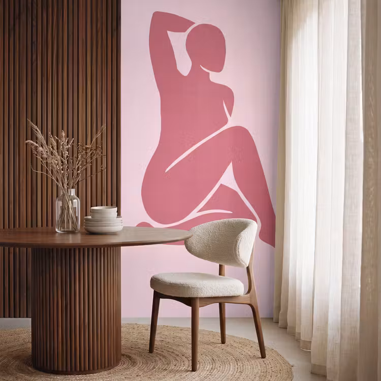Behang - Vrouw - Silhouet - Abstract - Modern - Roze — 4