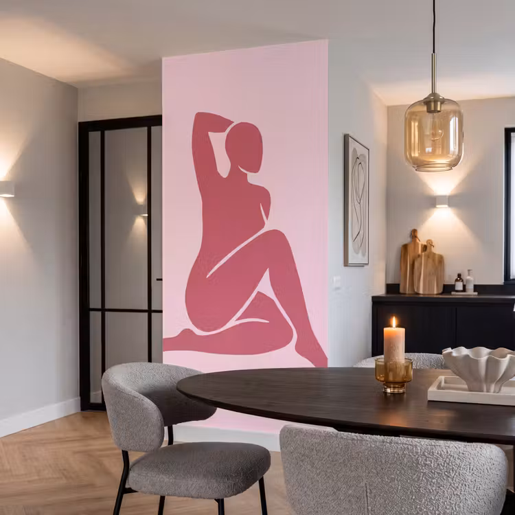 Behang - Vrouw - Silhouet - Abstract - Modern - Roze — 5