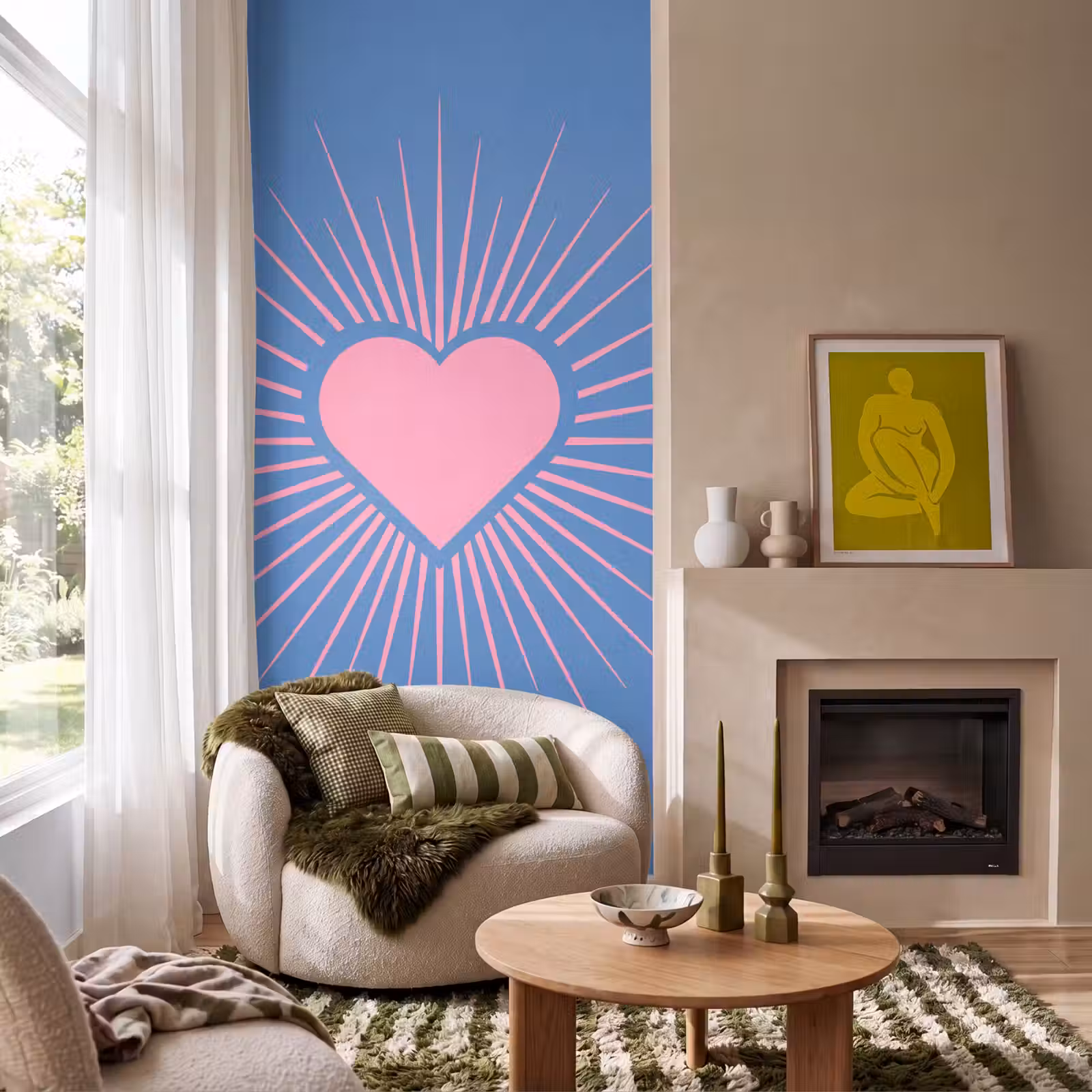 Behang - Hart - Stralen - Liefde - Modern - Roze — 1