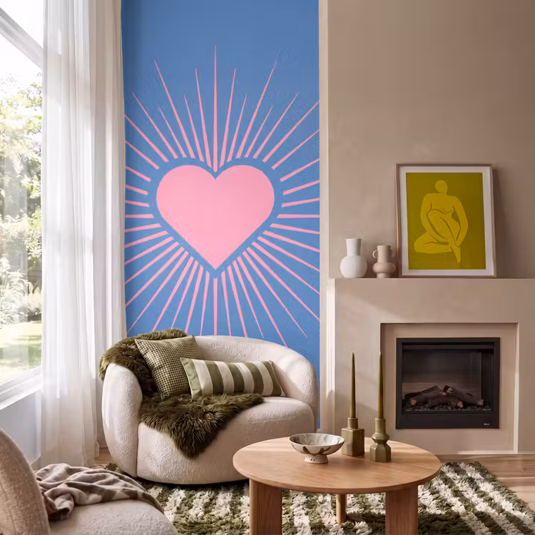 Behang - Hart - Stralen - Liefde - Modern - Roze — 1