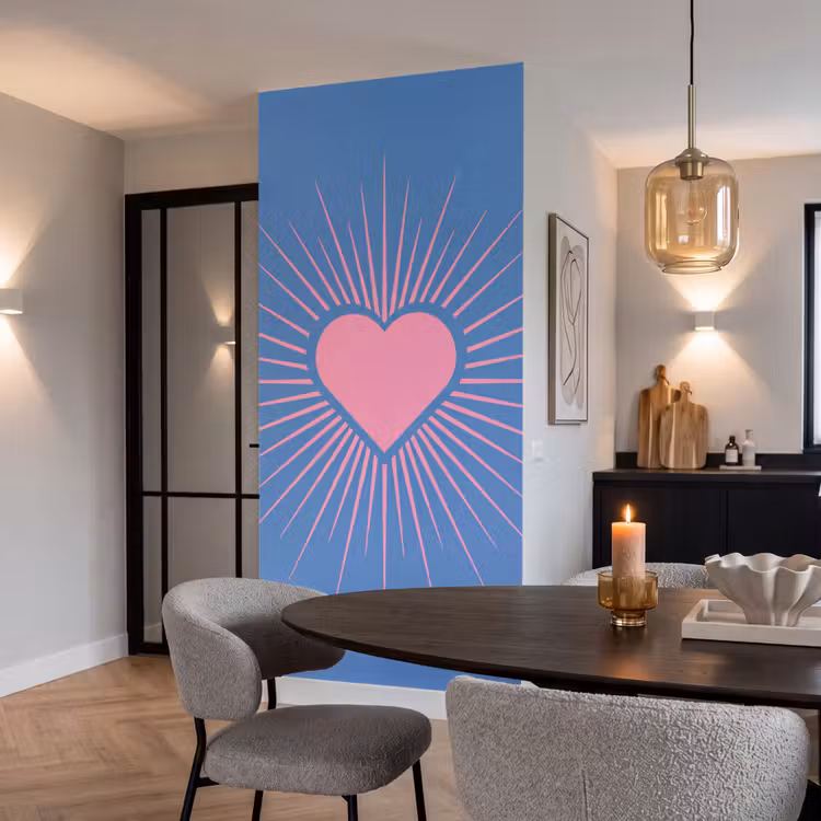 Behang - Hart - Stralen - Liefde - Modern - Roze — 5