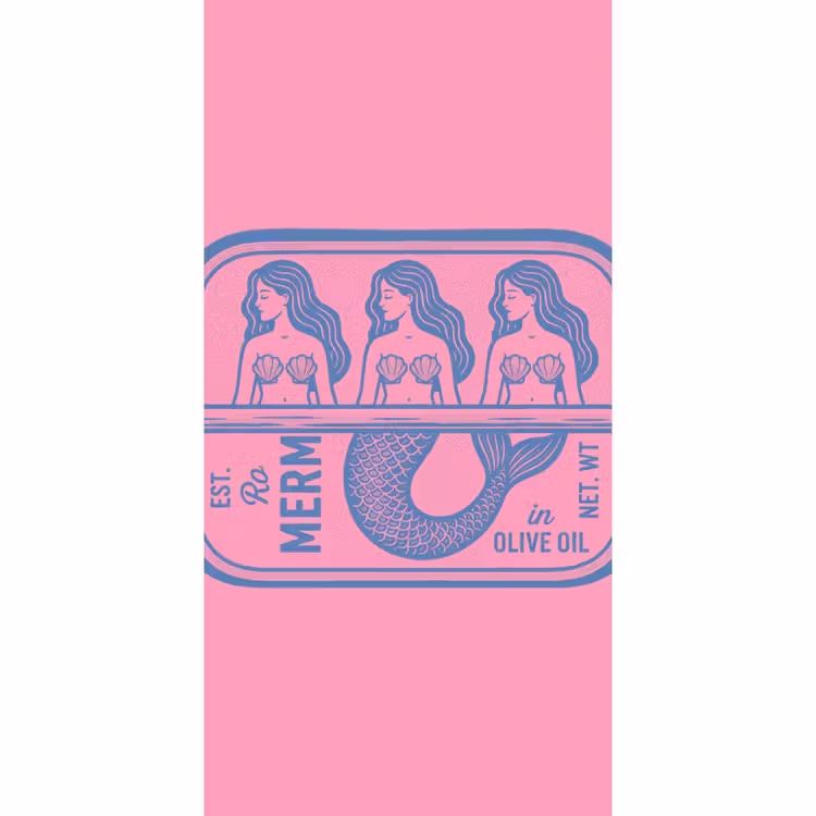 Behang - Meermin - Sardineblik - Illustratie - Roze - Retro — 2