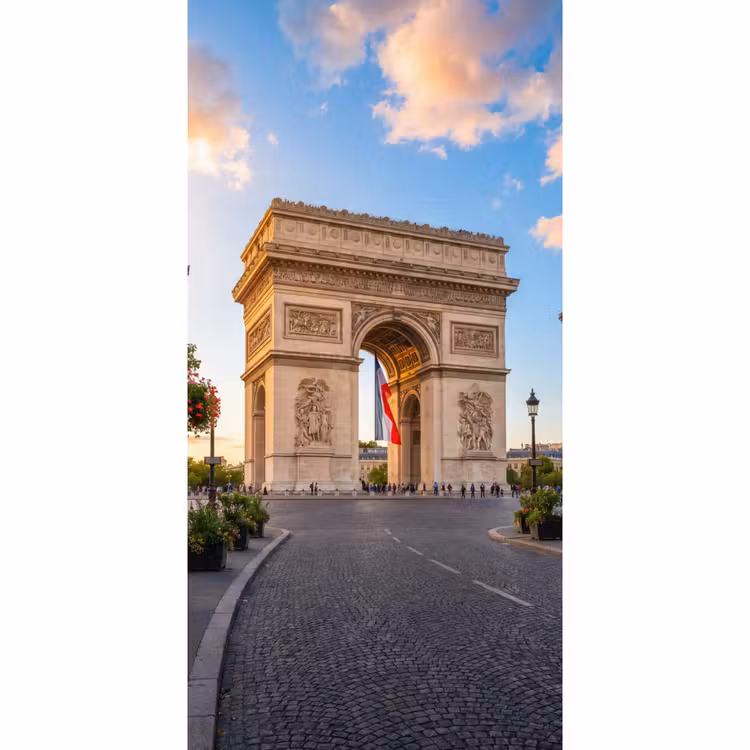 Behang - Monument - Parijs - Zonsondergang - Architectuur - Goud — 2