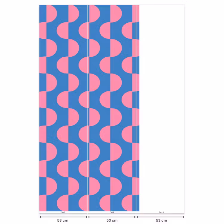Behang - Patroon - Halve cirkels - Abstract - Modern - Roze - Blauw — 6