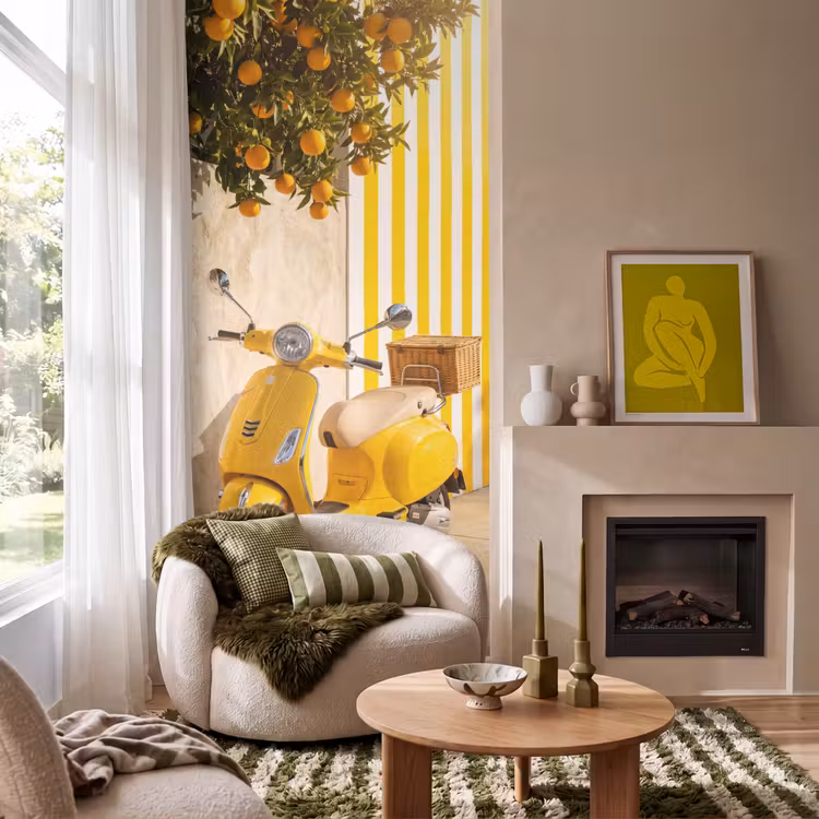 Behang - Scooter - Natuur - Zomer - Geel - Mediterraan — 1