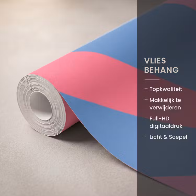 Behang - Spreuk - Grafisch - Abstract - Roze - Blauw — 3