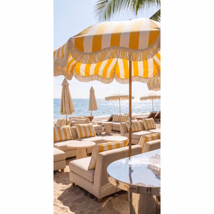 Behang - Strand - Ligbedden - Vakantie - Modern - Geel — 2