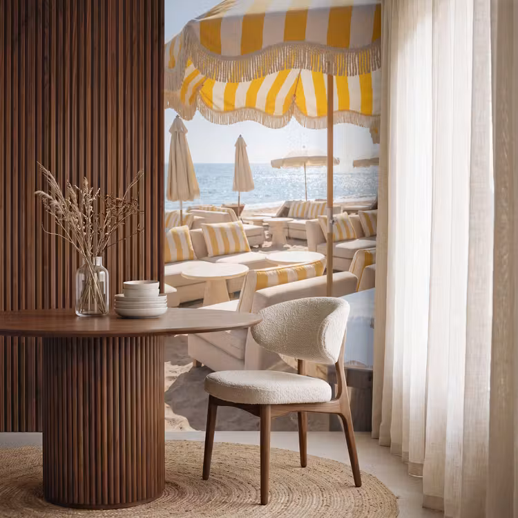 Behang - Strand - Ligbedden - Vakantie - Modern - Geel — 4