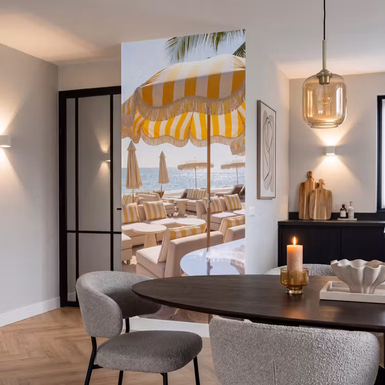 Behang - Strand - Ligbedden - Vakantie - Modern - Geel — 5