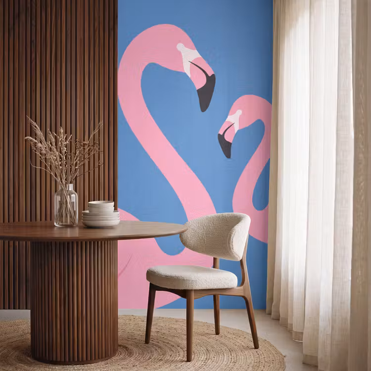 Behang - Vogel - Paar - Dieren - Modern - Roze — 4