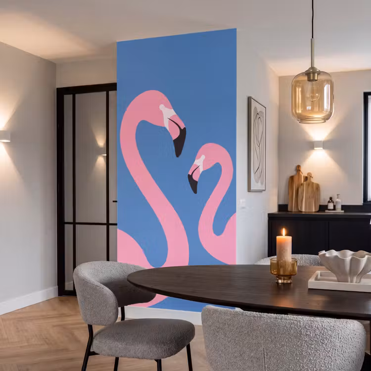 Behang - Vogel - Paar - Dieren - Modern - Roze — 5