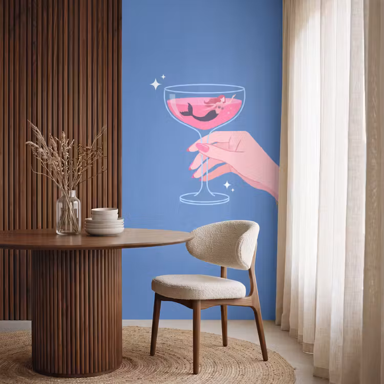 Behang - Vrouw - Glas - Abstract - Roze - Blauw — 4