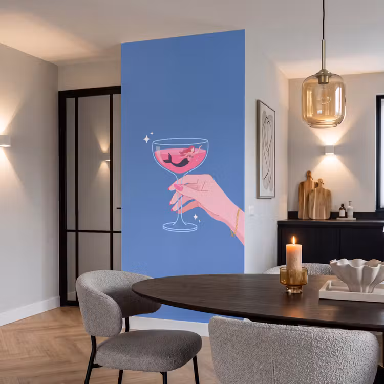 Behang - Vrouw - Glas - Abstract - Roze - Blauw — 5