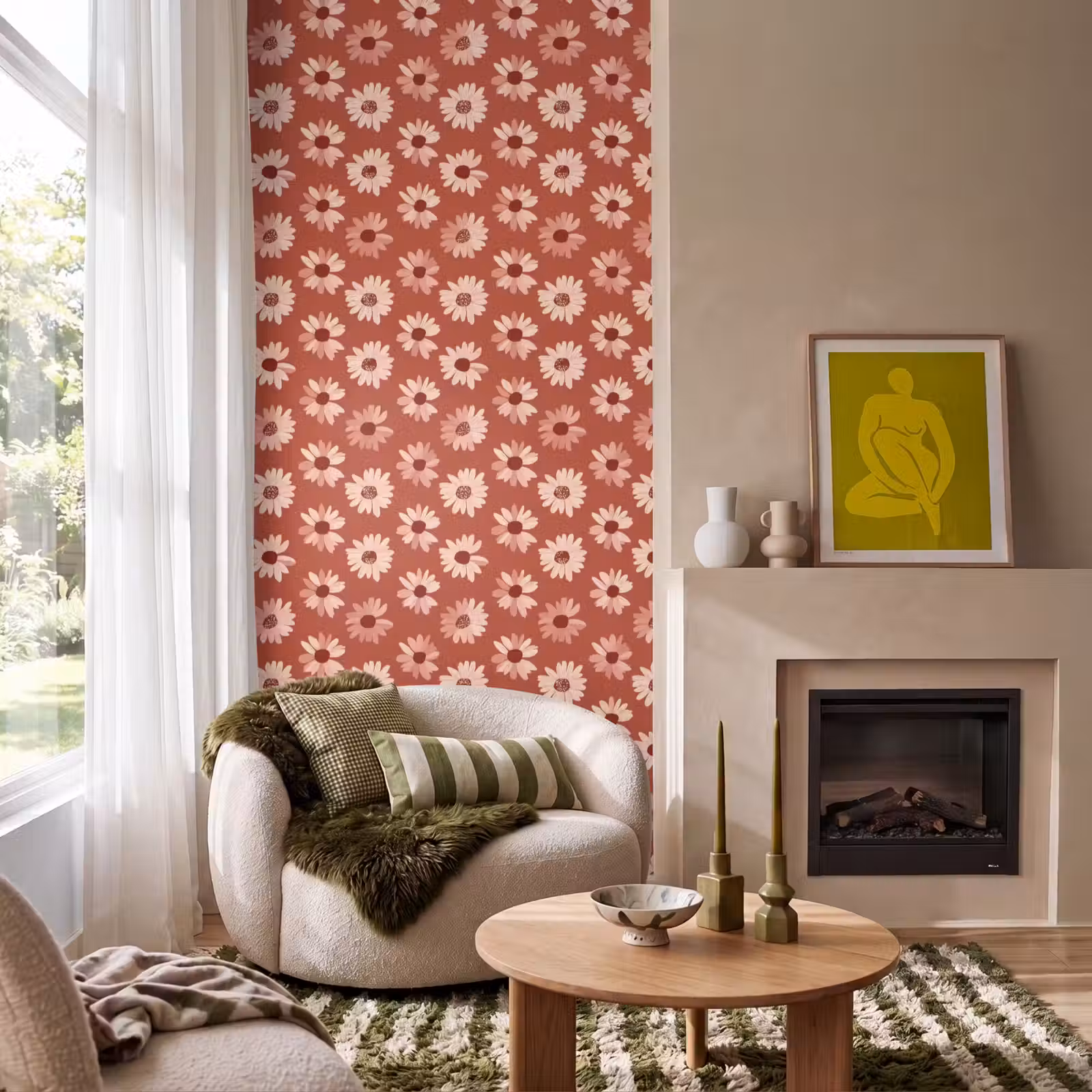 Behang - Madelief - Retro - Terracotta — 1