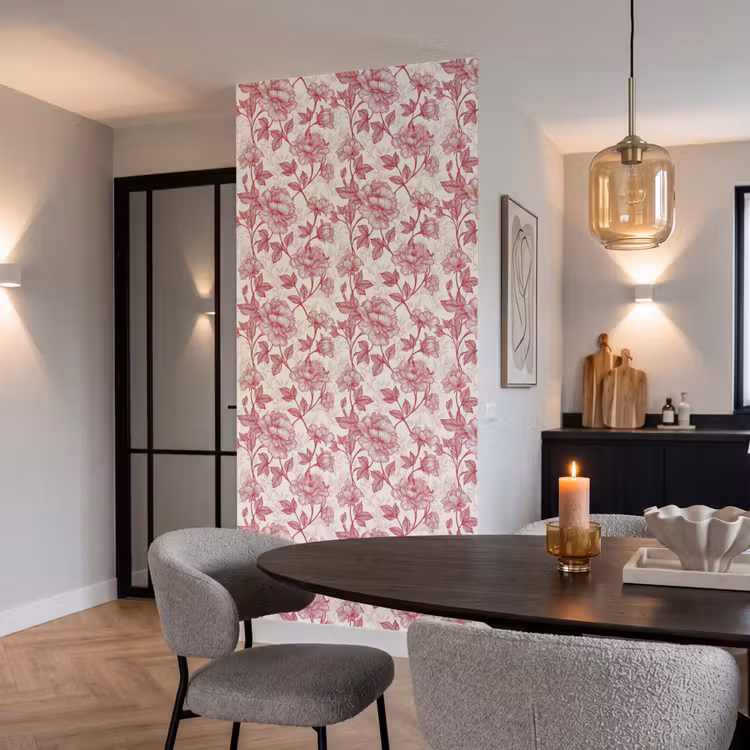 Behang - Pioenrozen - Modern -  Rood — 5