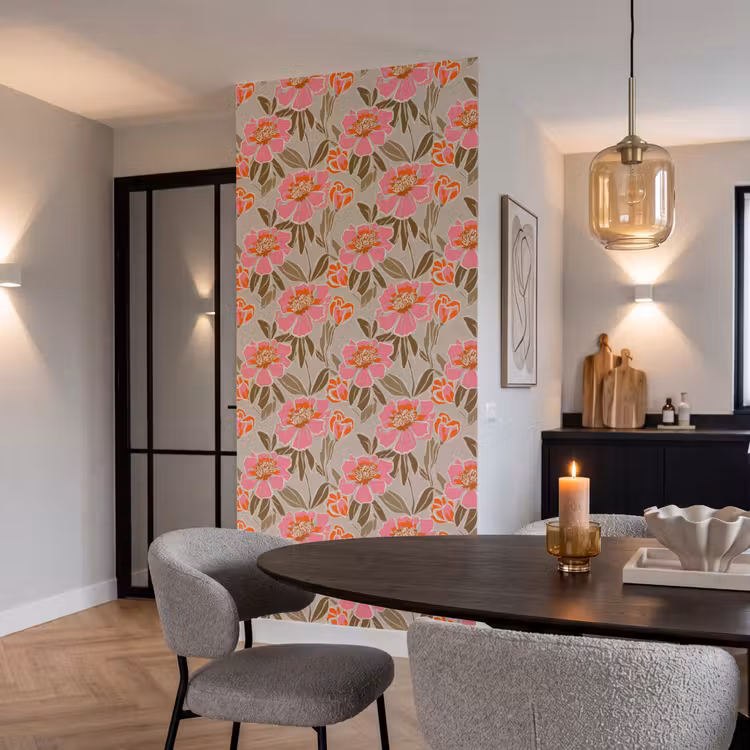 Behang - Pioenrozen - Patroon - Roze — 5