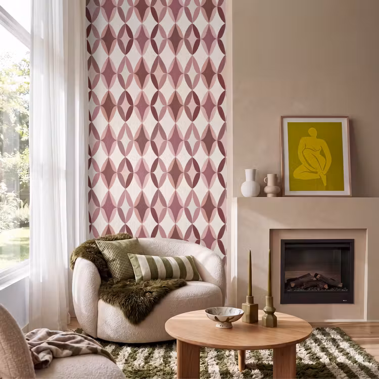 Behang - Ovaal - Textuur - Roze — 1