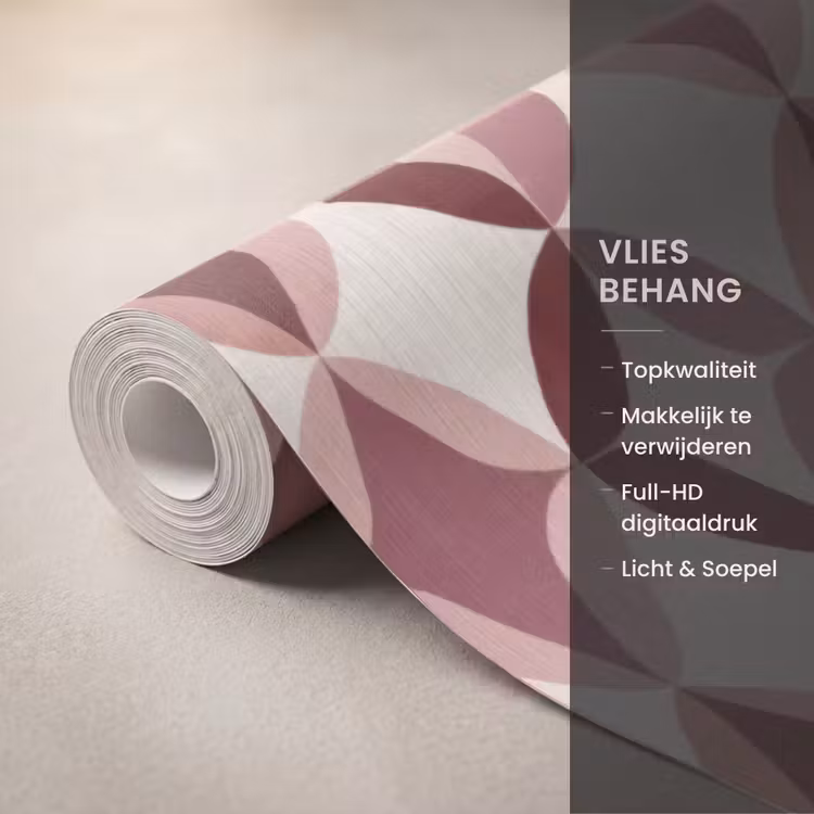 Behang - Ovaal - Textuur - Roze — 3