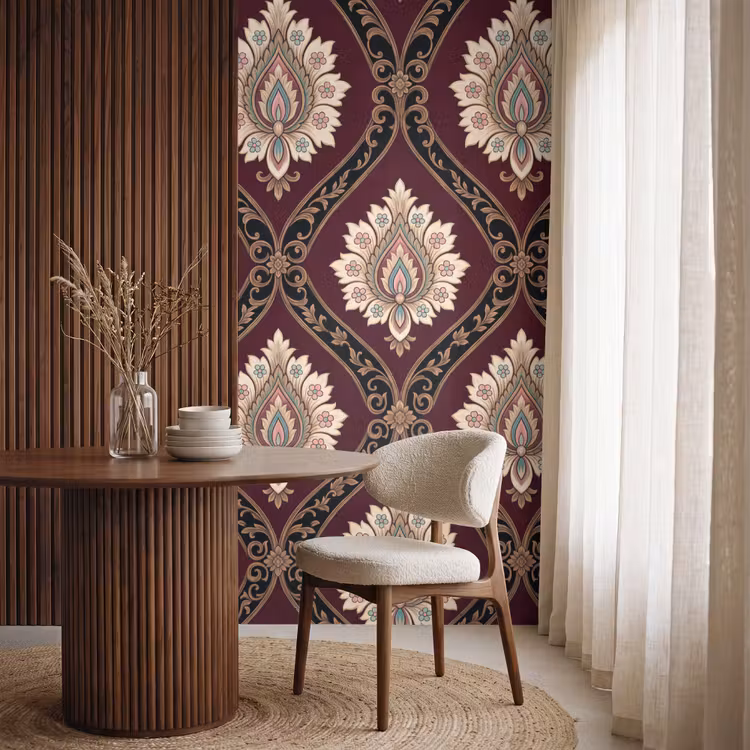 Behang - Patroon - Bloemmotief - Decoratie - Klassiek - Rood — 4