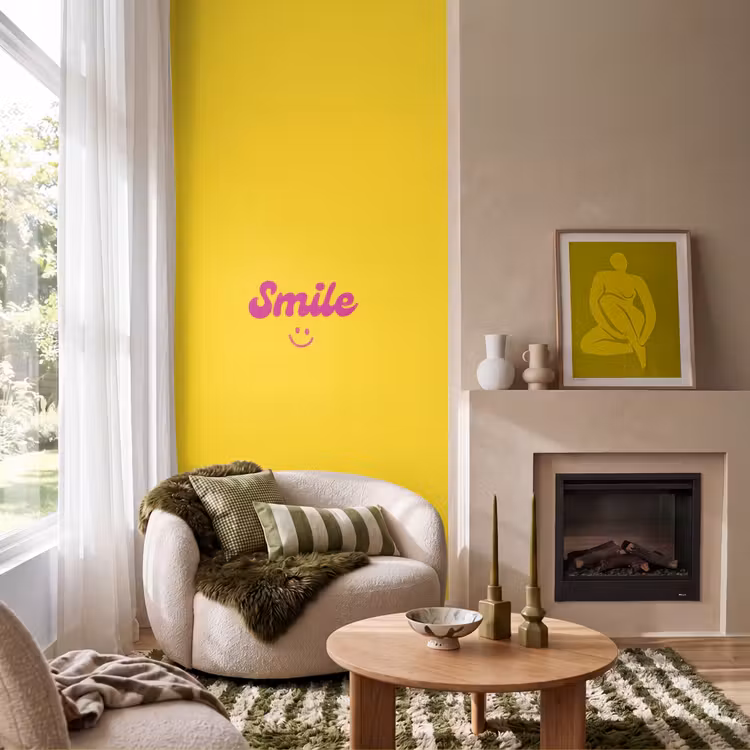 Behang - Smile - Geel - Roze — 1