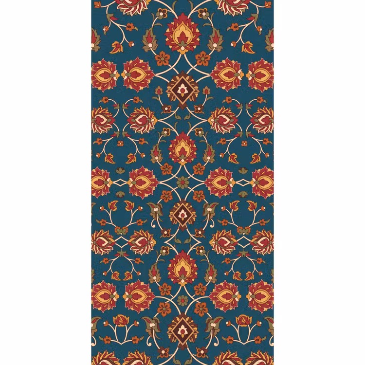 Behang - Ornament - Flora - Traditioneel - Klassiek - Blauwgroen — 2