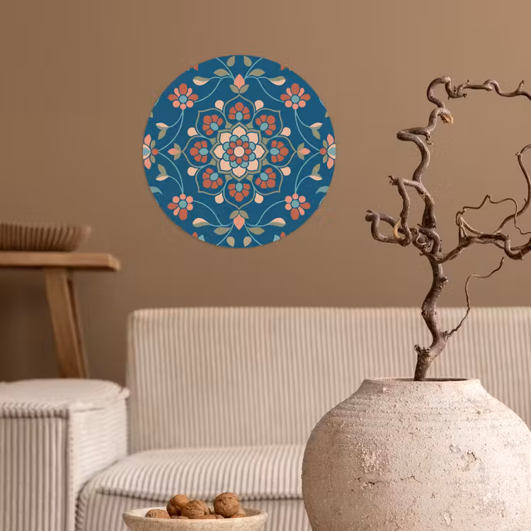 Behangcirkel - Bloemen - Patroon - Natuur - Ornament - Blauw — 2
