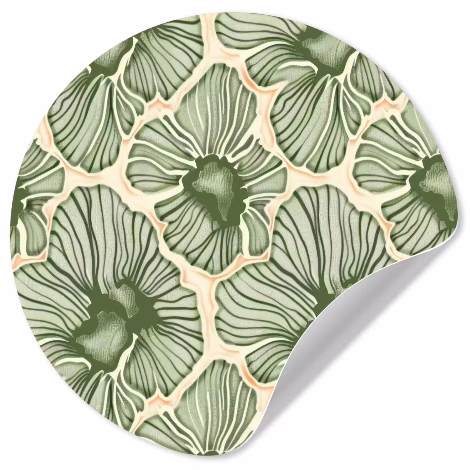 Behangcirkel - Groen - Botanisch - Bloemen - Organisch - Patroon — 1