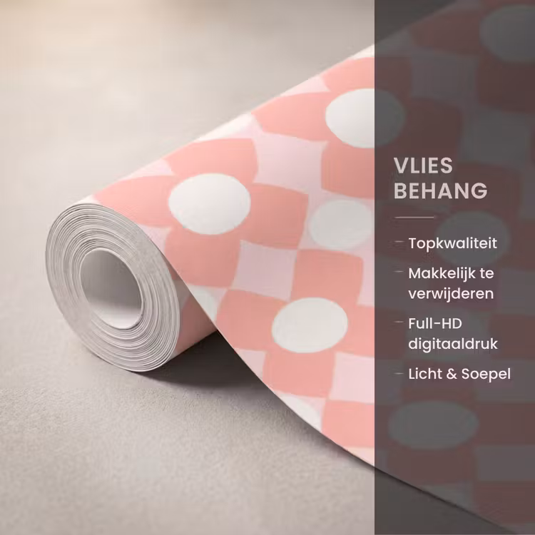 Behang - Koraal - Retro - Geometrisch - Patroon — 3