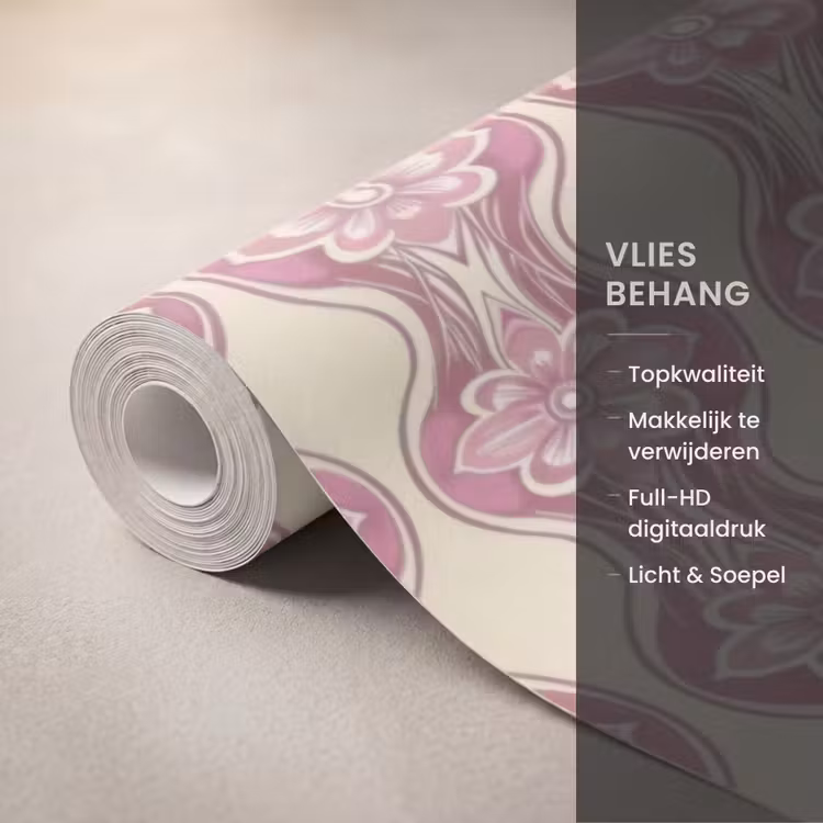 Behang - Paarsroze - Bloemen - Retro - Patroon — 3