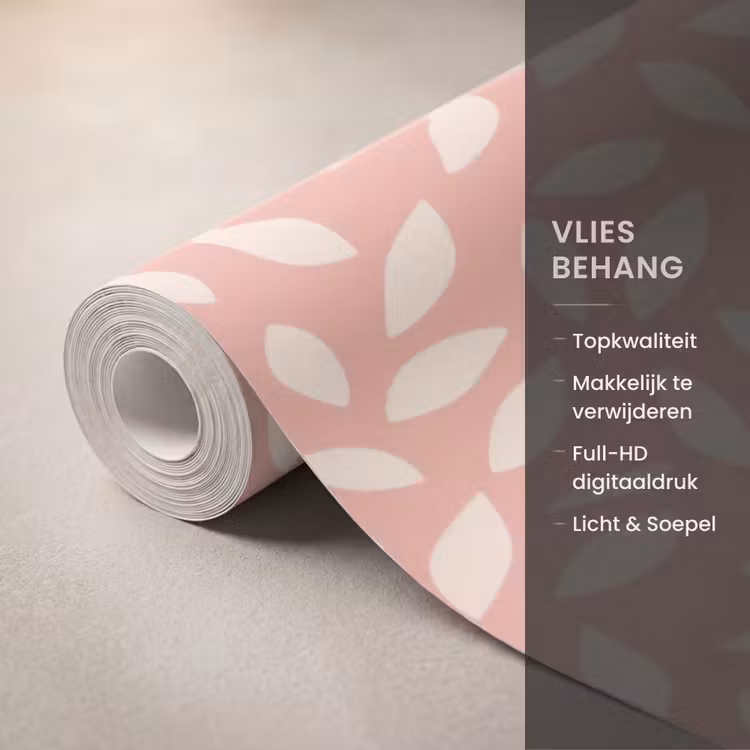 Behang - Roze - Bladeren - Speels - Patroon — 3