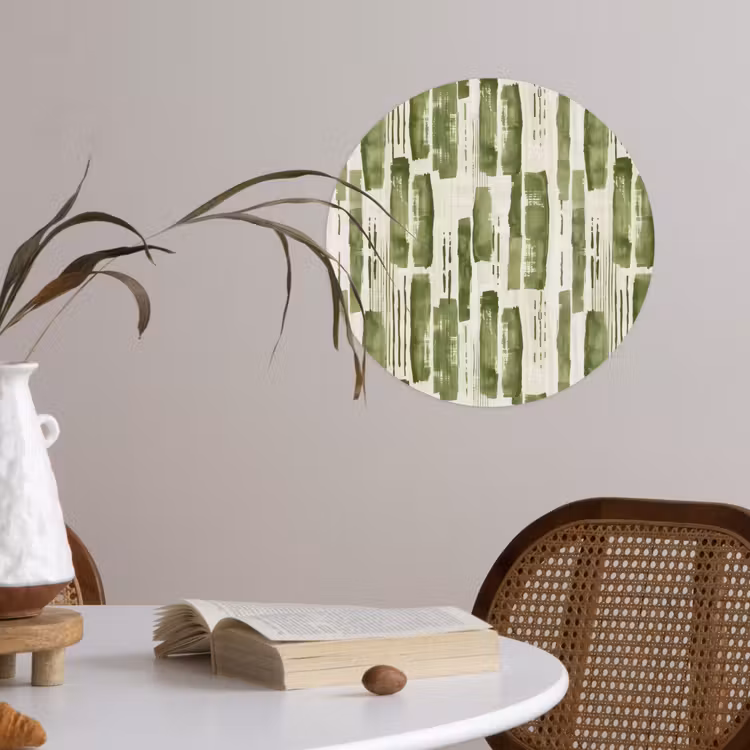 Behangcirkel - Groen - Abstract - Penseelstreken - Linnen - Patroon — 4