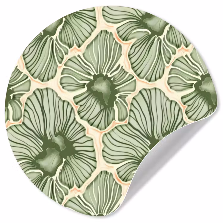 Behangcirkel - Groen - Botanisch - Bloemen - Organisch - Patroon — 1