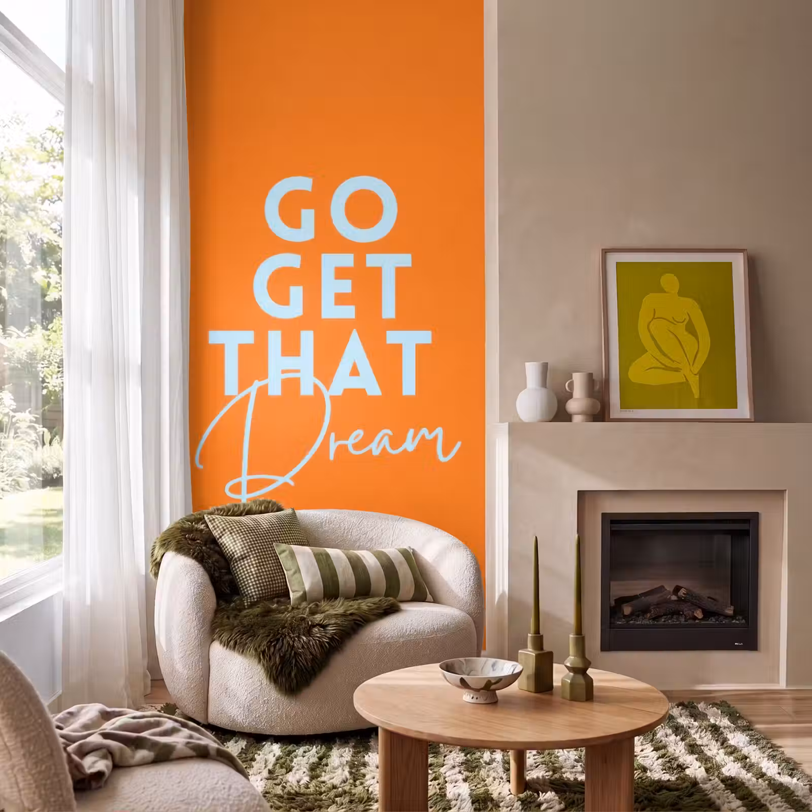 Behang - Oranje - Blauw - Go get that dream — 1