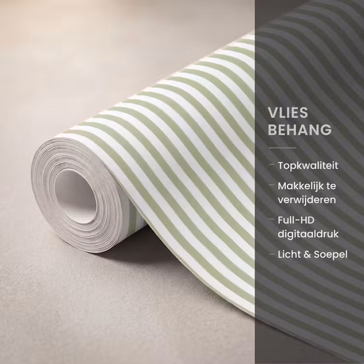 Behang - Saliegroen - Strepen - Minimalistisch - Patroon — 3