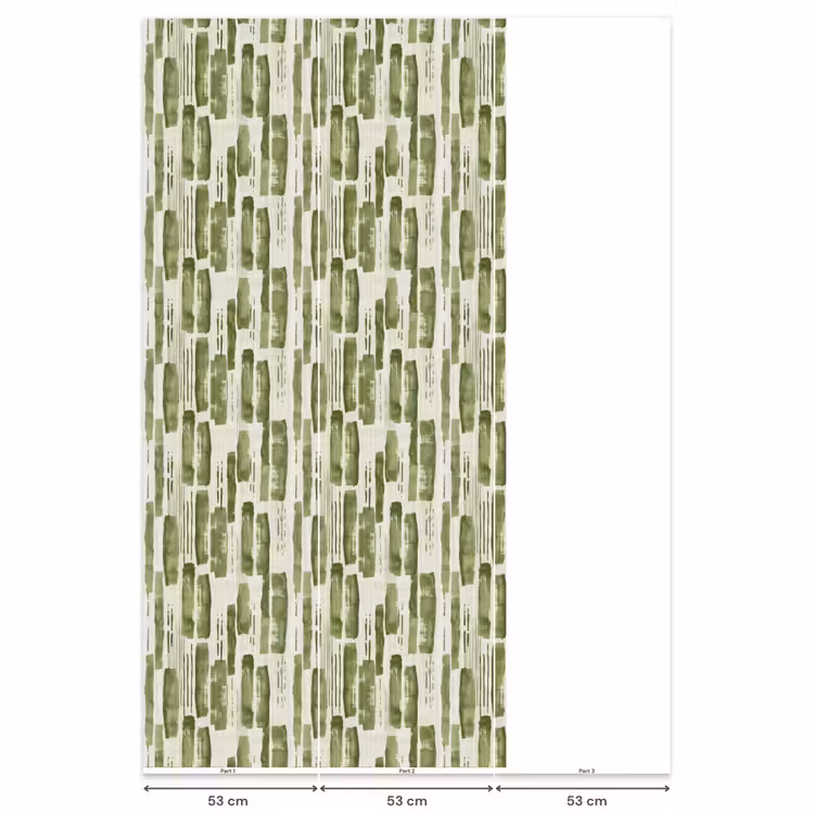 Behang - Groen - Abstract - Penseelstreken - Linnen - Patroon — 6