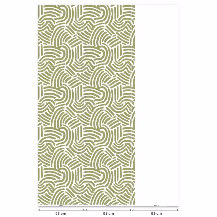 Behang - Saliegroen - Abstract - Bogen - Handgetekend - Patroon — 6