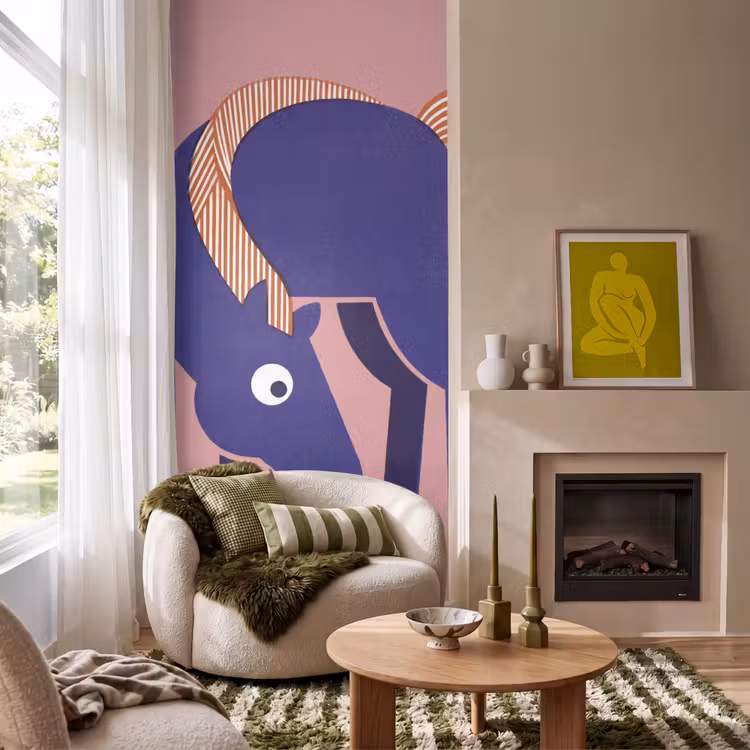 Behang - Paard - Abstract - Dieren - Modern - Blauw — 1
