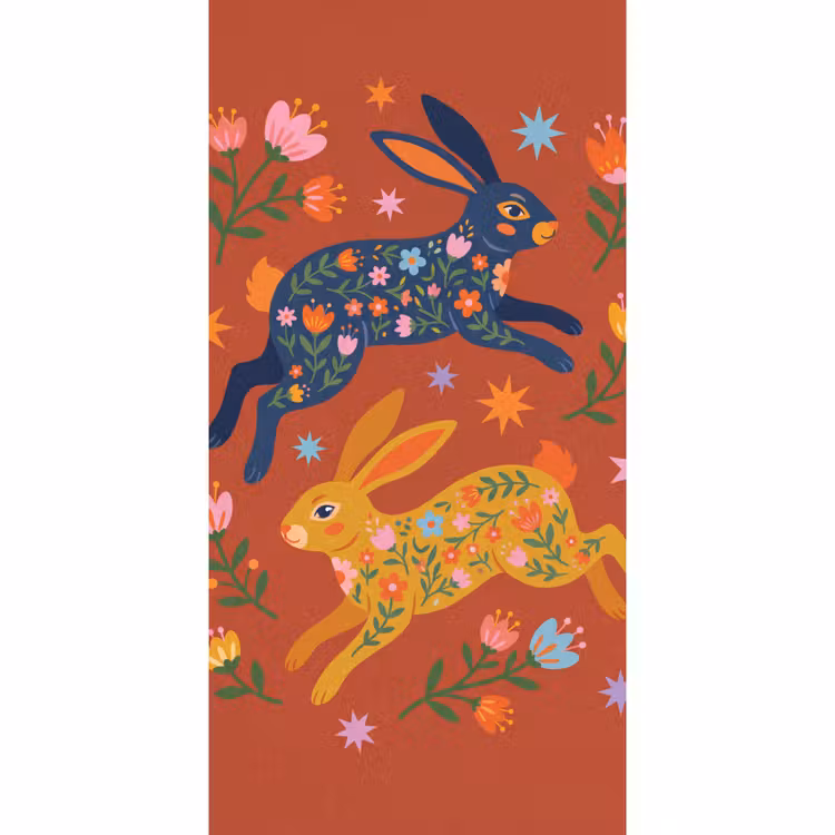 Behang - Konijn - Bloemen - Folk Art - Kleurrijk - Dieren — 2