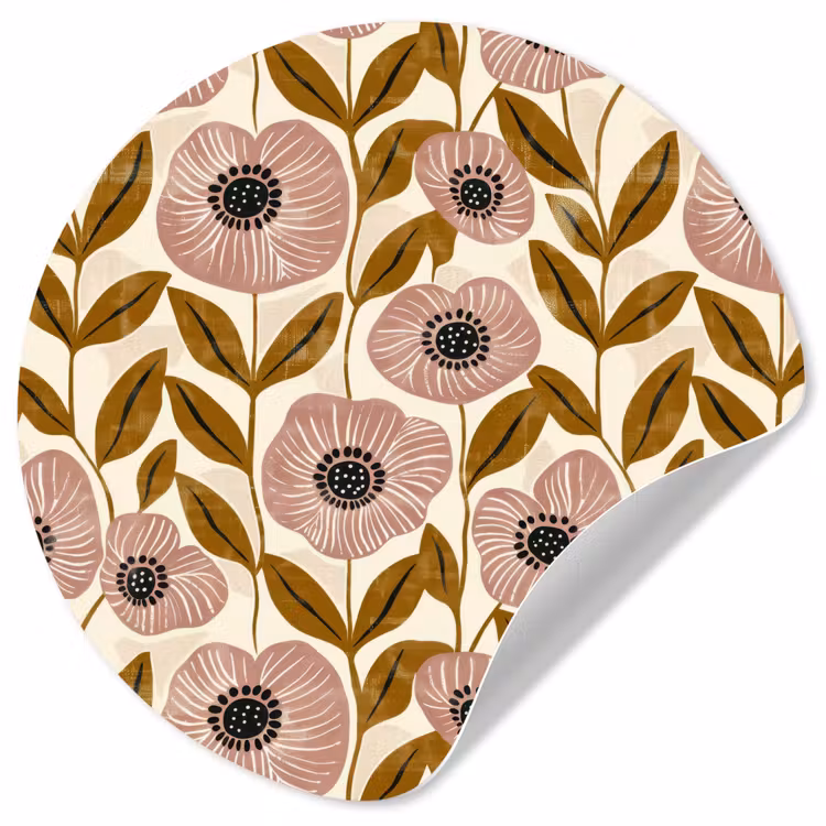 Behangcirkel - Dustyroze - Bloemen - Grafisch - Patroon — 1