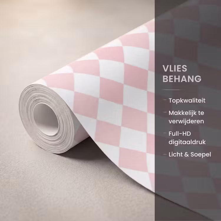 Behang - Lichtroze - Ruiten - Geometrisch - Patroon — 3