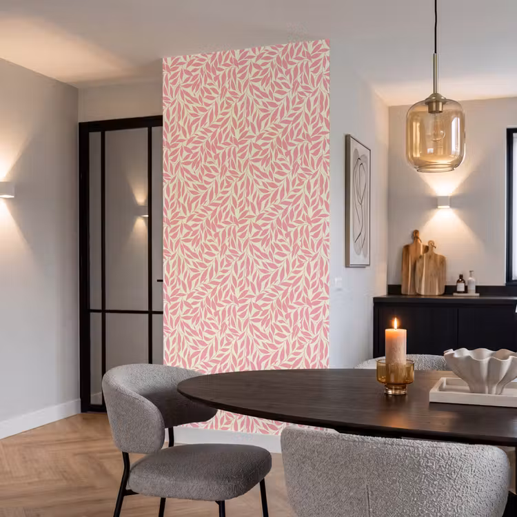 Behang - Roze - Bladeren - Dynamisch - Patroon — 5