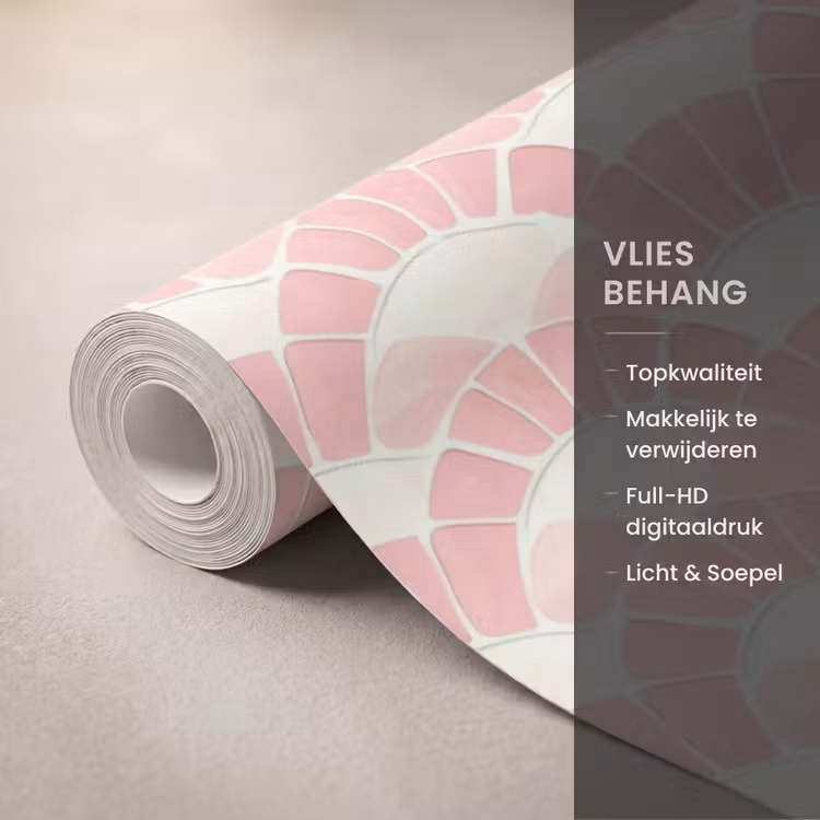 Behang - Roze - Waaiers - Mozaïek - Patroon — 3