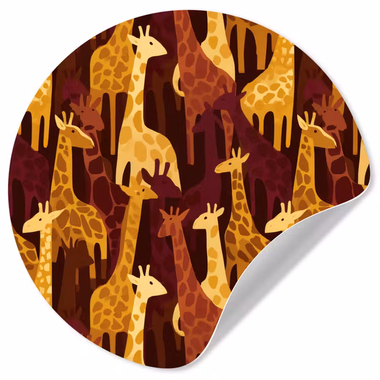 Behangcirkel - Bruin - Giraffen - Safari - Patroon — 1