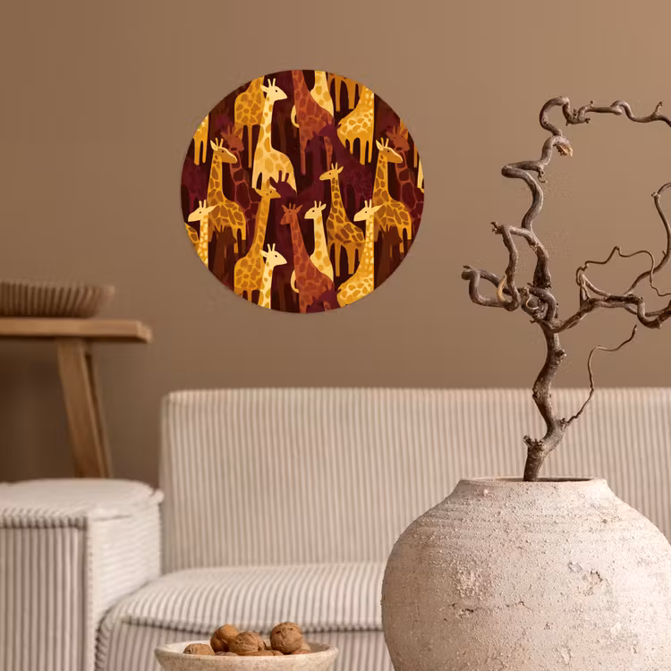 Behangcirkel - Bruin - Giraffen - Safari - Patroon — 2