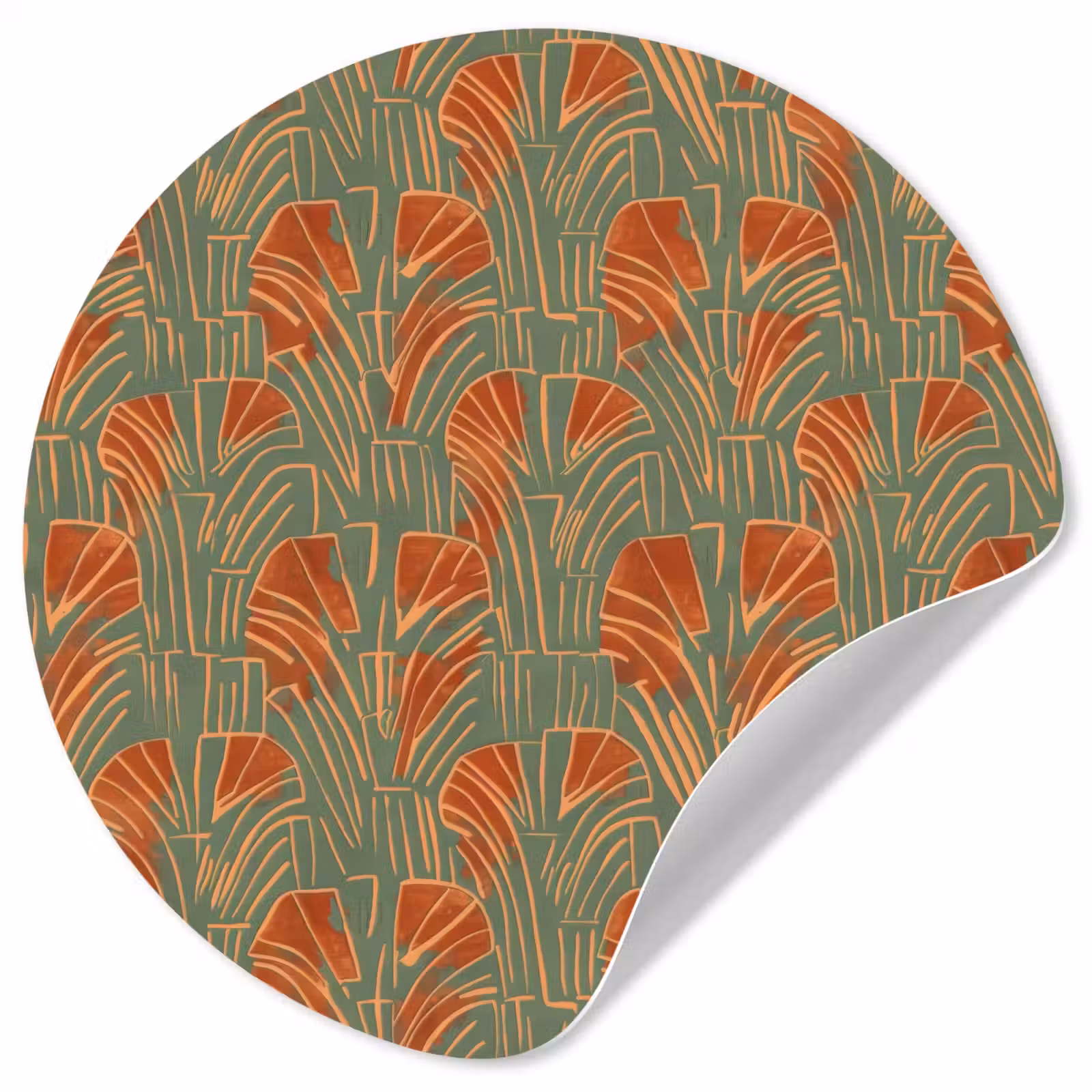 Behangcirkel - Groen - Terracotta - Deco - Waaiers — 1