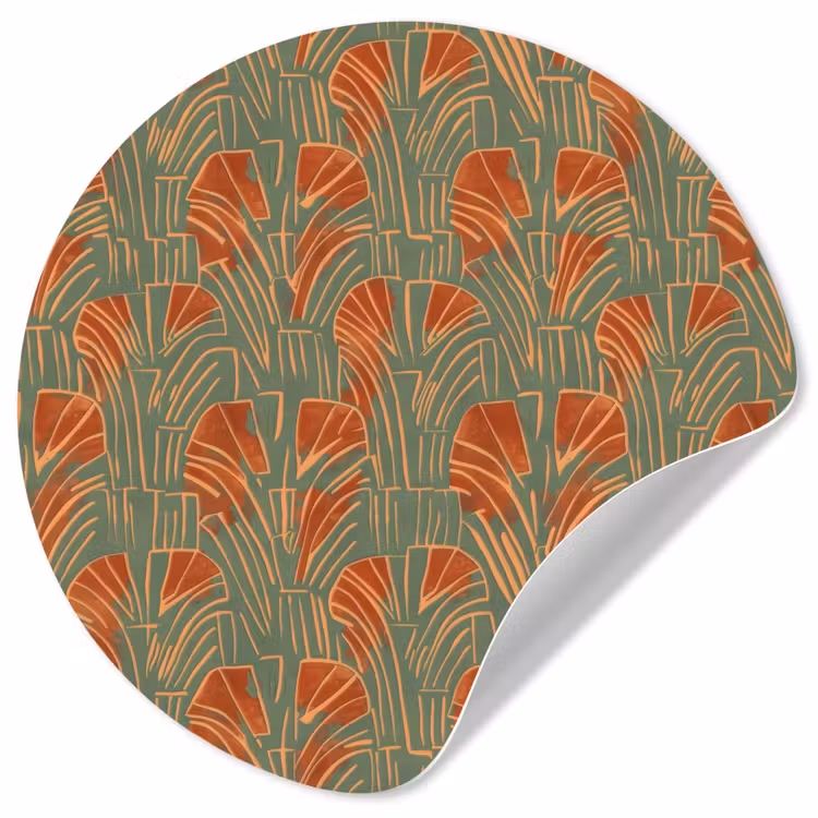 Behangcirkel - Groen - Terracotta - Deco - Waaiers — 1