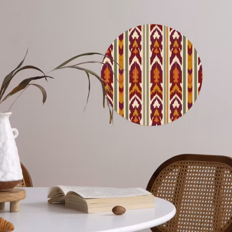Behangcirkel - Ikat - Bordeauxrood - Etnisch - Patroon — 4