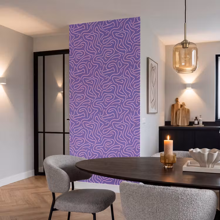 Behang - Paars - Roze - Abstract - Lijnen - Doolhof - Patroon — 5