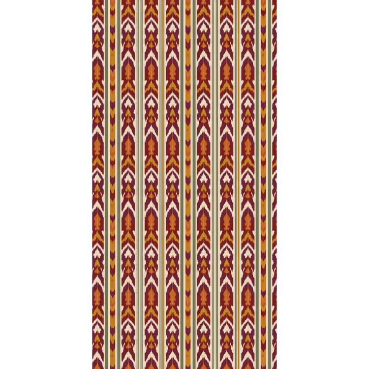 Behang - Ikat - Bordeauxrood - Etnisch - Patroon — 2