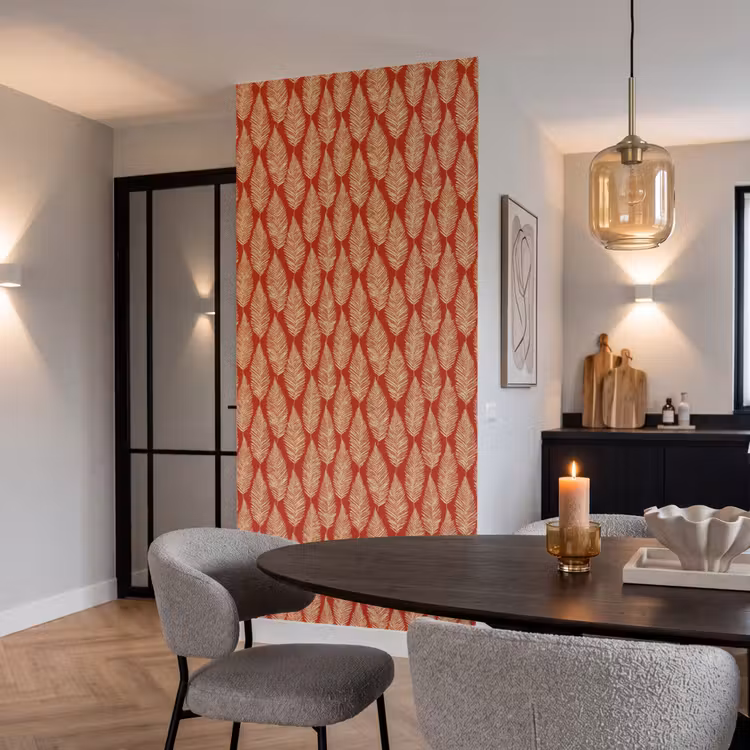 Behang - Rood - Botanisch - Varen - Patroon — 5